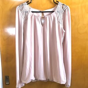 Blush Pink Blouse with Lace Detail